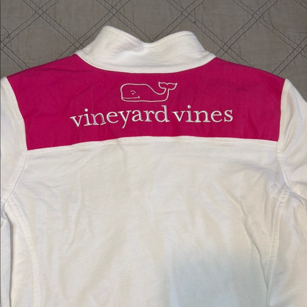 Vineyard Vines White and Pink Quarter-Zip Pullover - Picture 4 of 4